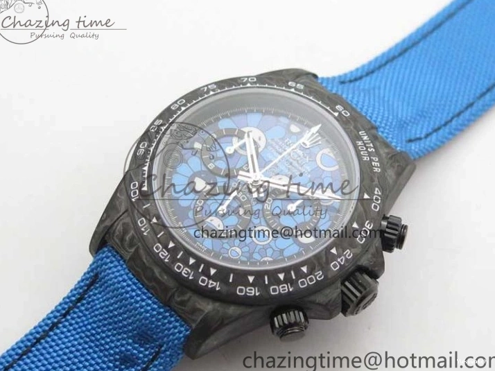 Edition Dial Daytona DIW Strap Blue Carbon A4130 Light Blue OMF Best Light Nylon on 1123